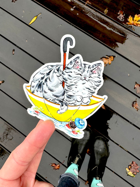Welcome Rain Cat Sticker