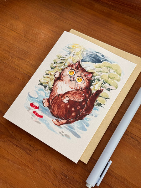 Bigfoot Cat Greeting Card