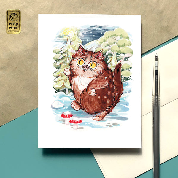 Bigfoot Cat Greeting Card