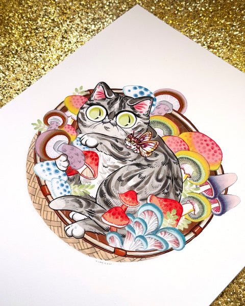 Mushroom Basket Archival Print