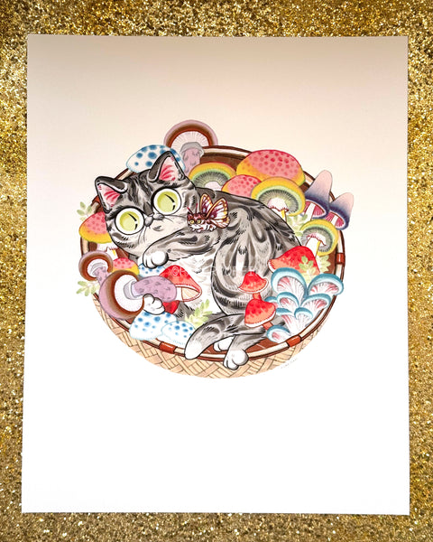 Mushroom Basket Archival Print