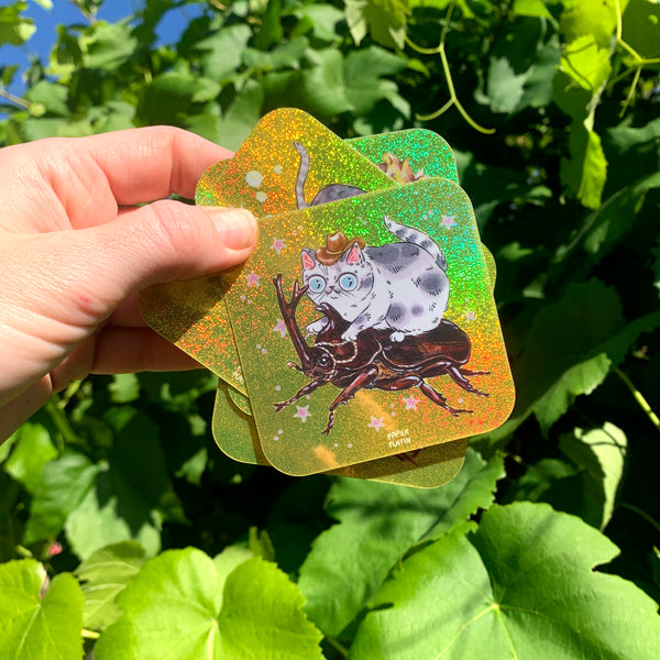Cowboy Cat Nautilus Glitter Sticker