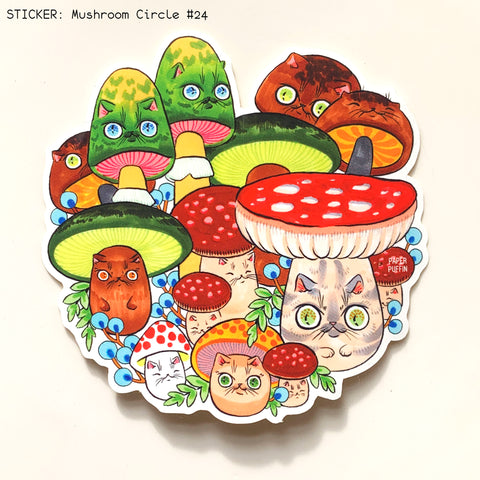 Mushroom Cat #24 Large Sticker
