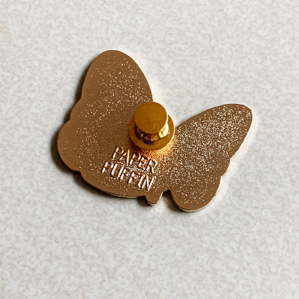 Moth Cat Blue Enamel Pin