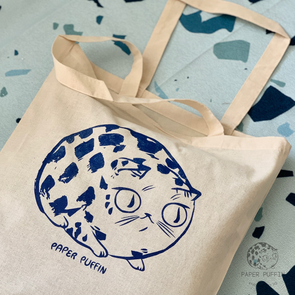 Paper Puffin Tote Bag- Special Edition Blue