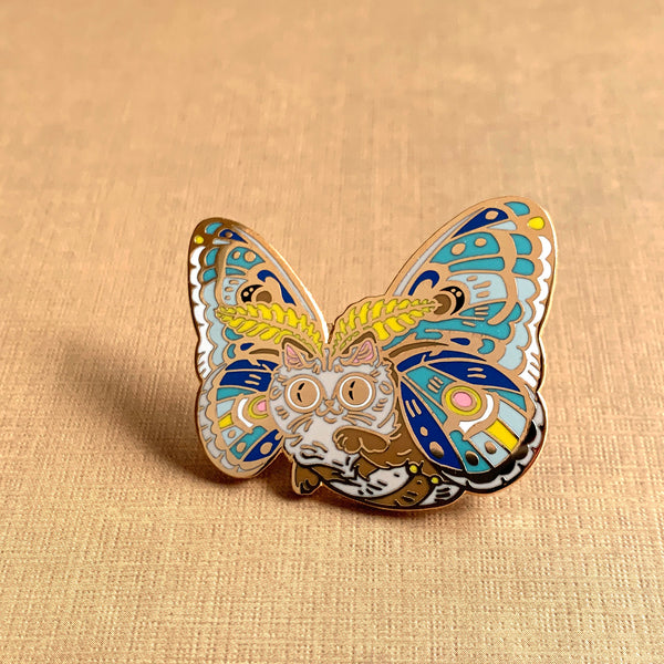 Moth Cat Enamel Pin - 3 Colors