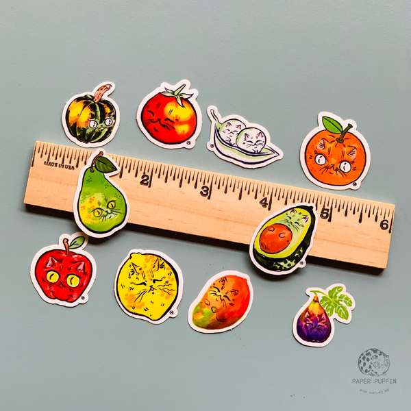 Food Cat Stickers 20 pack with Tin Case