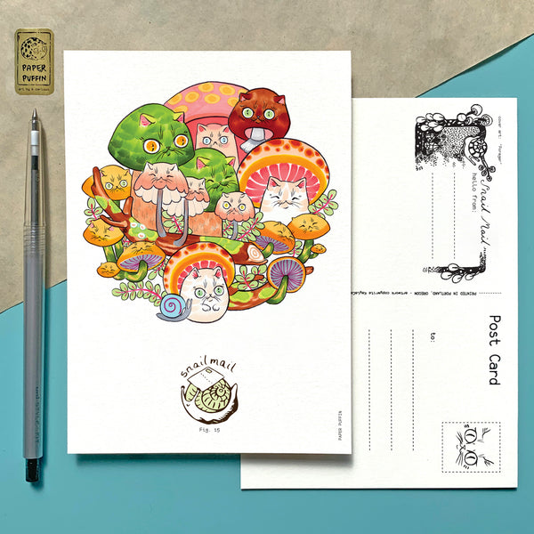 Mushroom Cats #15 Collection Postcard