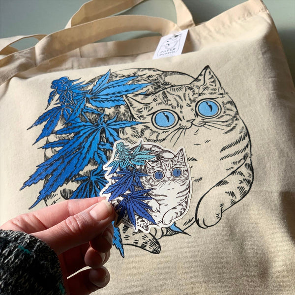 Cannabis Cat Tote Bag Limited Edition Color
