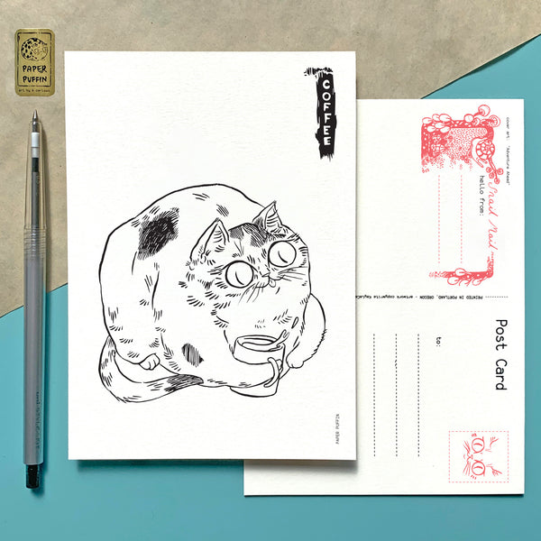 Coffee Cat ‘Silly Spill’ Postcard