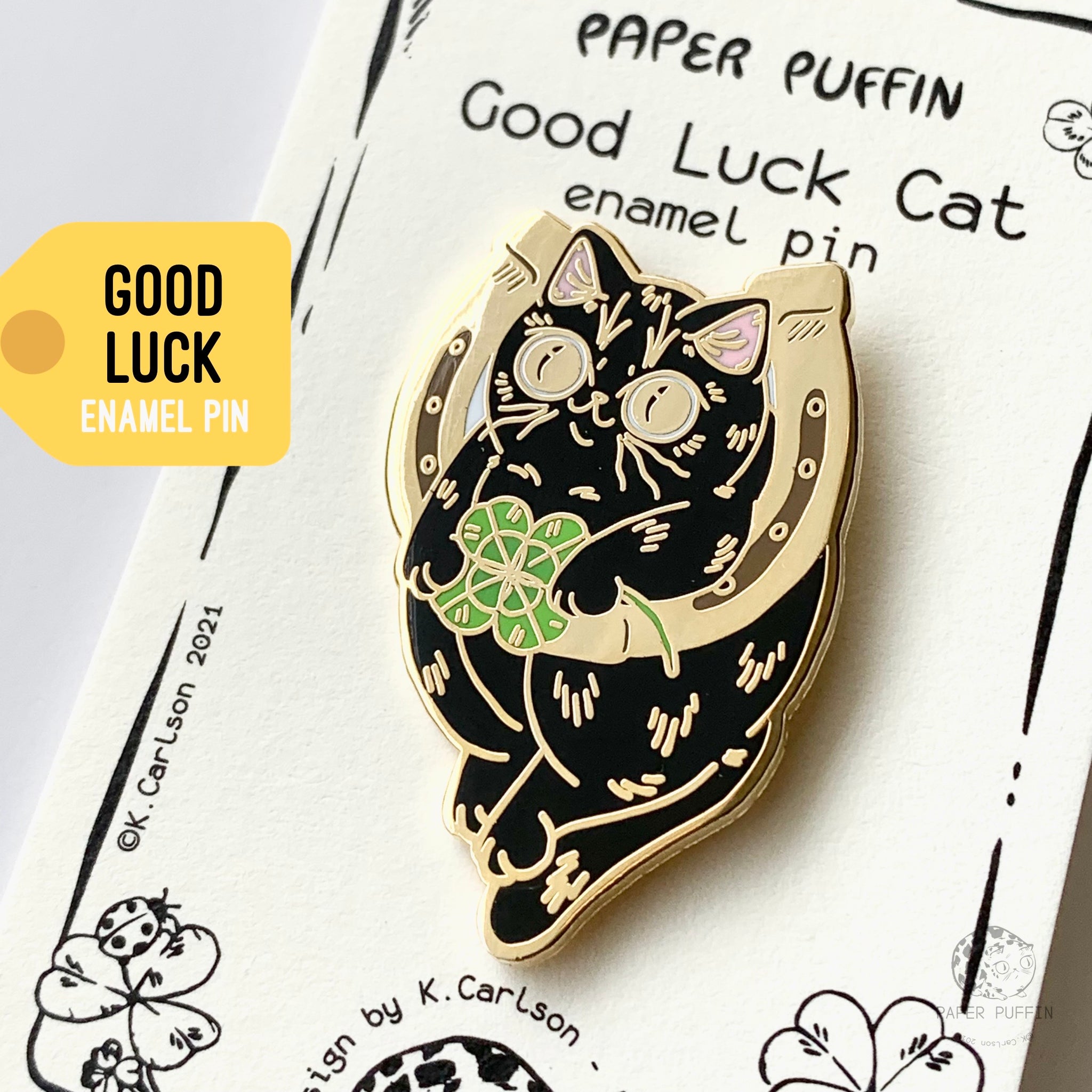 Good Luck Cat Enamel Pin