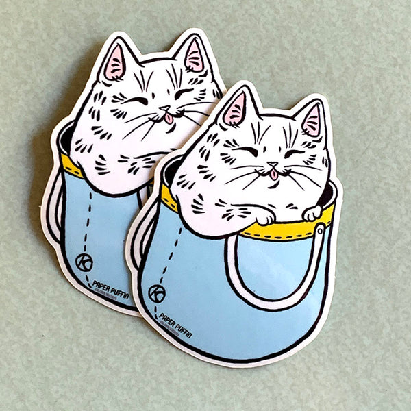 Cat in Bag Sticker Set of 2