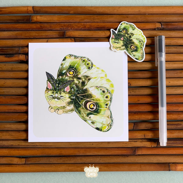 Moth Cat Print "Lil Green” Moth