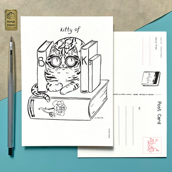 Kitty of Books Postcard