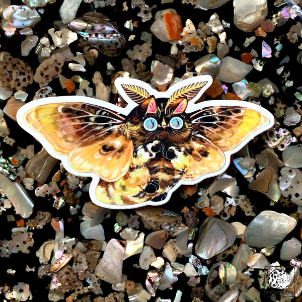 Moth Cat Sticker "Fuzzy Flannel"