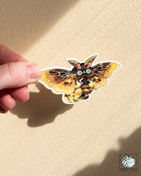 Moth Cat Sticker "Fuzzy Flannel"