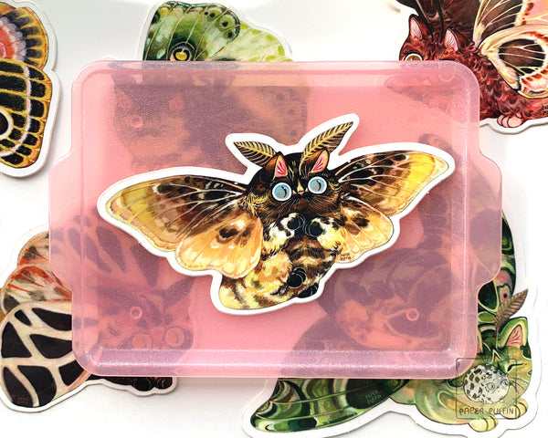 Moth Cat Sticker "Fuzzy Flannel"