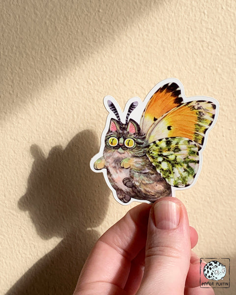Moth Cat Print "Tippy” Orange Tip