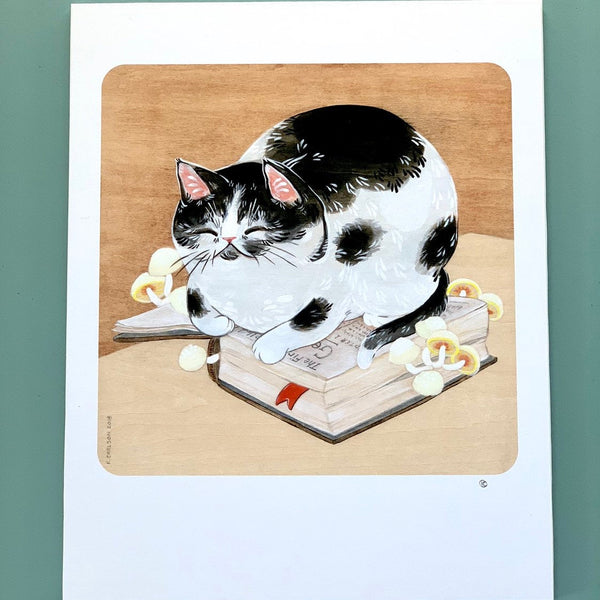 Book Cat Print 8x10