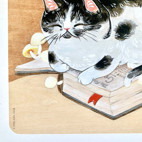 Book Cat Print 8x10