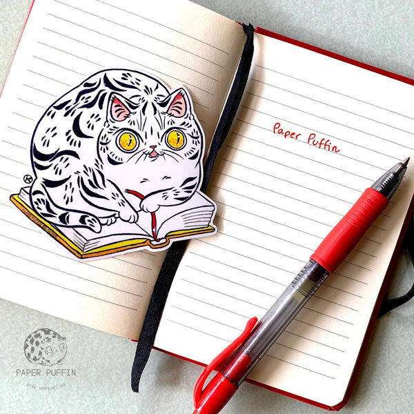 Book Cat Stickers Set of 5