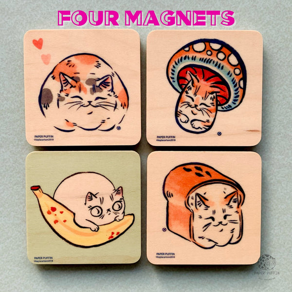 Mushroom Cat Pink Magnet