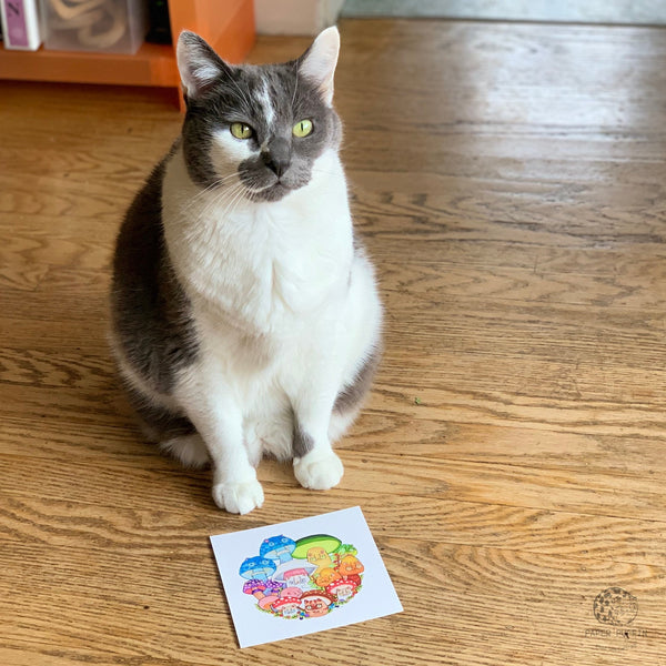 Mini Print “Mushroom Cats Circle #47”