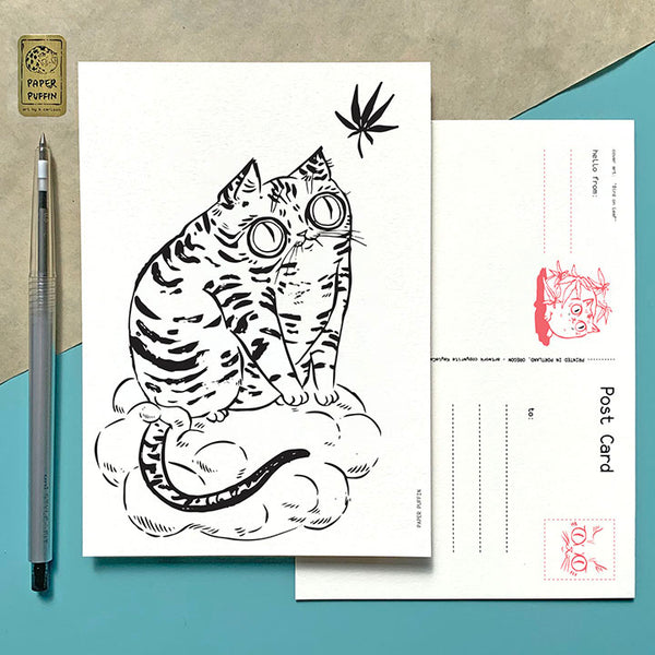 Cannabis Cat ‘Green Dream' Postcard