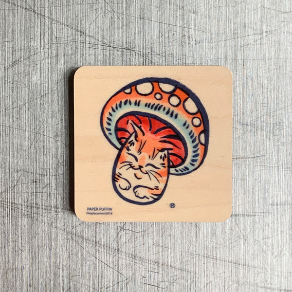 Mushroom Cat Pink Magnet