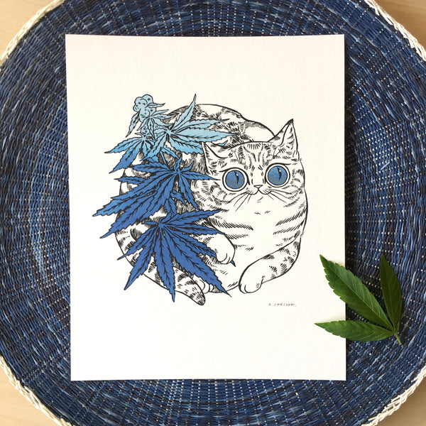 Oh Hi Cannabis Cat Print 8x10