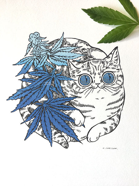 Oh Hi Cannabis Cat Print 8x10
