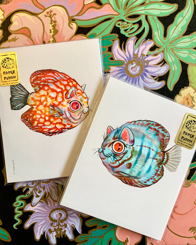 Mini Print “Discus Fish Cats” New & Limited