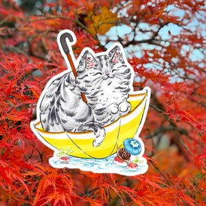 Welcome Rain Cat Sticker