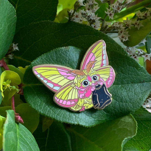 Rosy Maple MothCat Enamel Pin