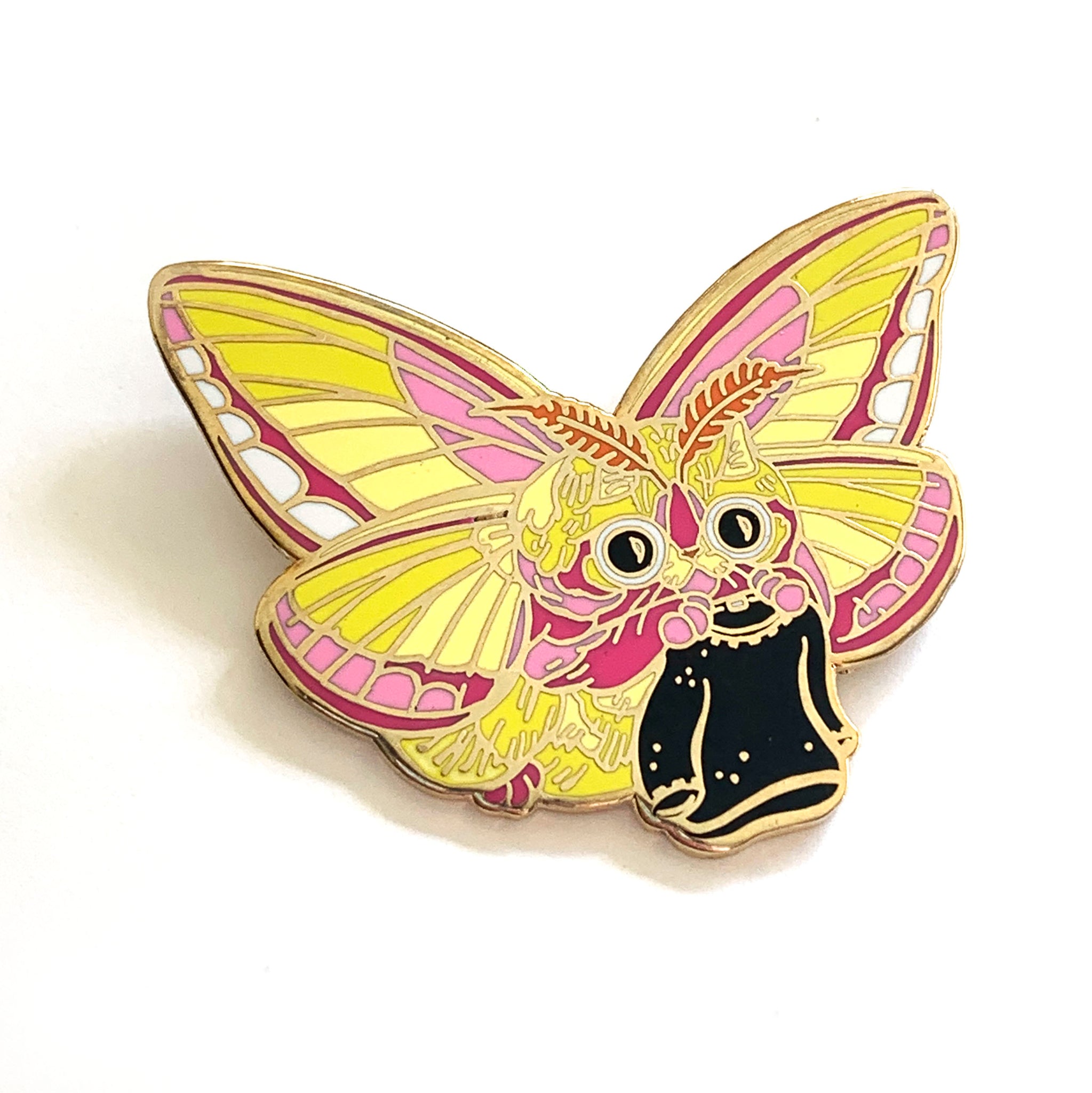 Rosy Maple MothCat Enamel Pin