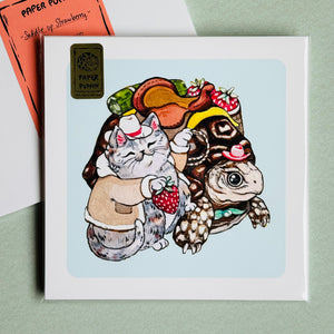 Saddle up Strawberry! Cowboy Cat and Tortoise Print