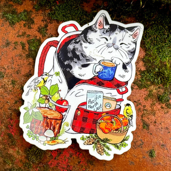 Pacific Northwest Forager Cat Sticker