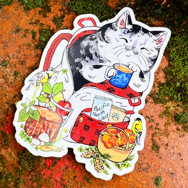 Pacific Northwest Forager Cat Sticker