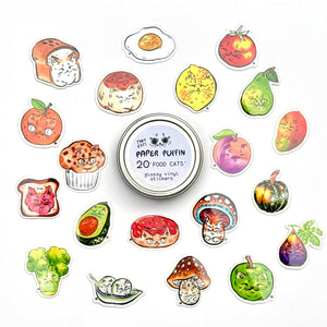 Sticker Tin Set of 20 - SILVER "Food Cats"