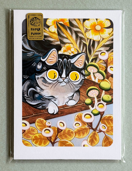 NEW! "Green Caps, Blue Cat" Archival Print - 5x7"