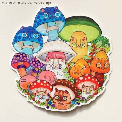 Mushroom Cat #31 Large Sticker
