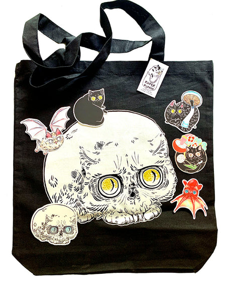 Skull Cat & 6 Stickers Set