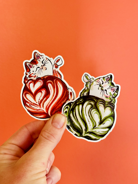 Latte Cat Coffee Sticker