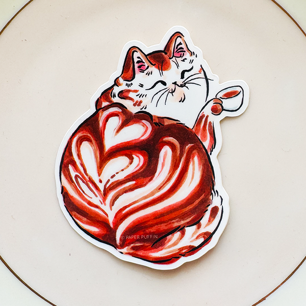 Latte Cat Coffee Sticker
