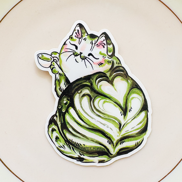 Latte Cat Matcha Sticker