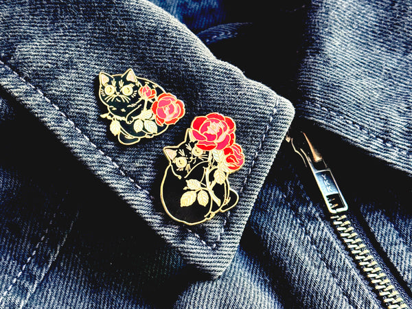 Rose Kitty Enamel Pin