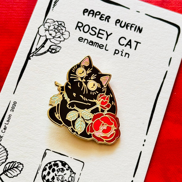 Rosey Cat Enamel Pin