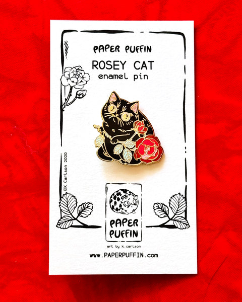 Rosey Cat Enamel Pin