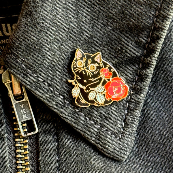 Rosey Cat Enamel Pin