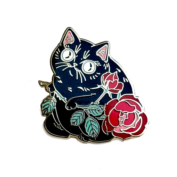 Rosey Cat Enamel Pin